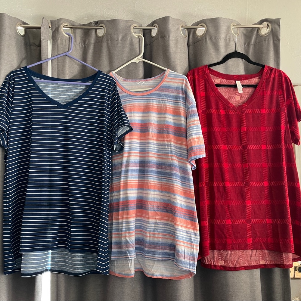 LuLaRoe 2 Christy Ts and 1 Boyfriend T Bundle.